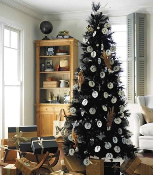 künstlicher Weihnachtsbaum landhaus retro stil mit buchstaben