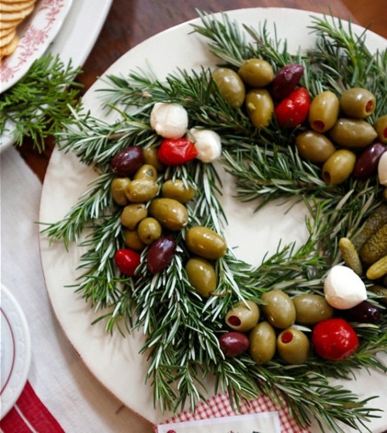 olivenplatte tischdeko weihnachten weihnachtskranz selber machen