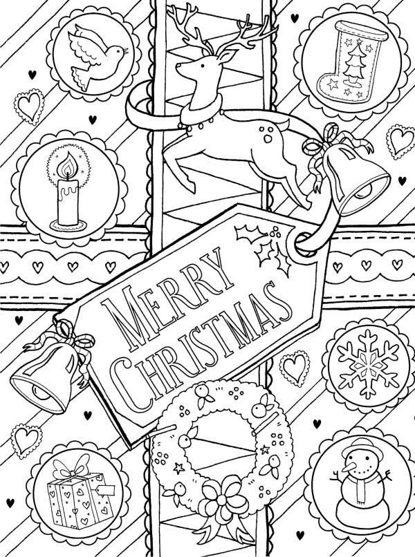 weihnachtliche Ausmalbilder für Erwachsene geschenkverpackung mit anschrift