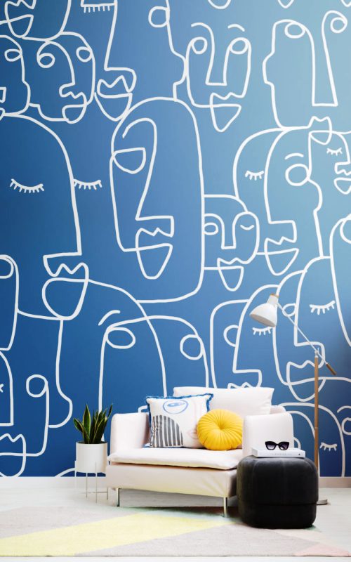 Ideen für Wandbilder XXL – Die Tapeten der Zukunft abstrakte blaue gesichter