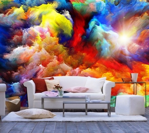 Ideen für Wandbilder XXL – Die Tapeten der Zukunft fantastische wolken regenbogenfarben