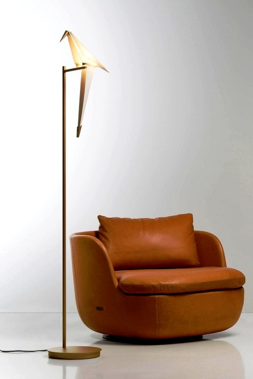 ausgefallene moderne Stehlampen minimalistisch papagei origami lampe