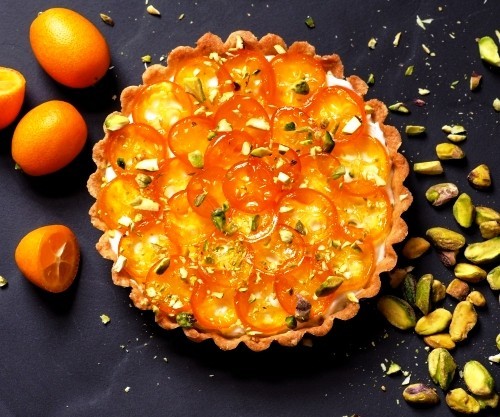 ausgefallene tropische Früchte kumquat zwergorangen kuchen tarte