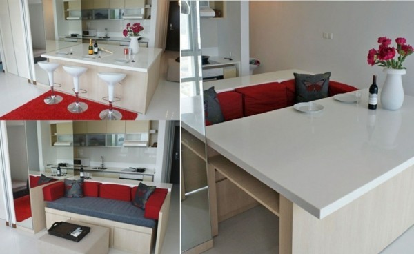 kücheninsel erweiterbarer tisch sofa in einem
