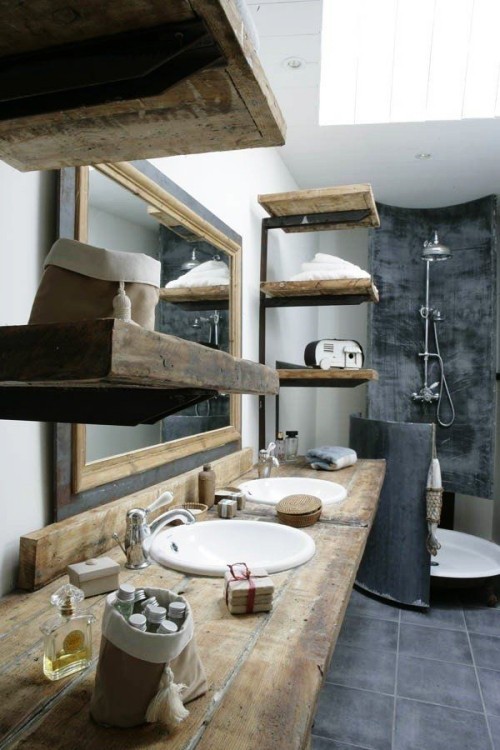 Großes Badezimmer gestalten und das beste Spa-Erlebnis zuhause erleben vintage landhaus badezimmer naturholz