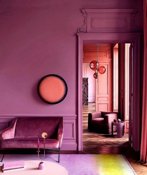 Komplementär Farben und allgemeine Farbenlehre in der Innenraumgestaltung lila bis orange variationen