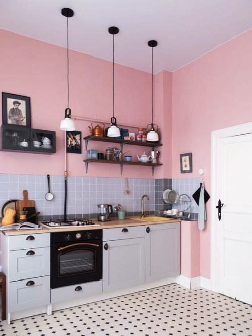 Wandfarbe Altrosa in küche graue möbel gute kombo