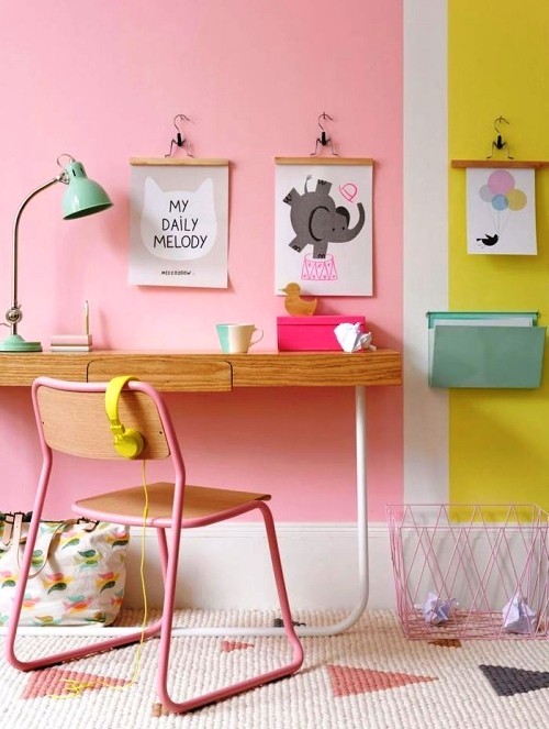 Wandfarbe Altrosa jugendzimmer kinderzimmer mit akzente in gelb und minze