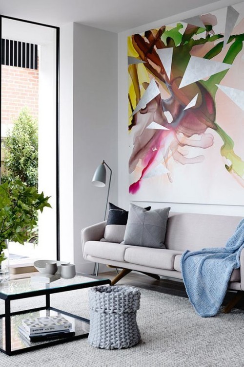 abstrakte und moderne Kunstrichtung großes gemälde für ein stilvolles wohnzimmer galerie effekt