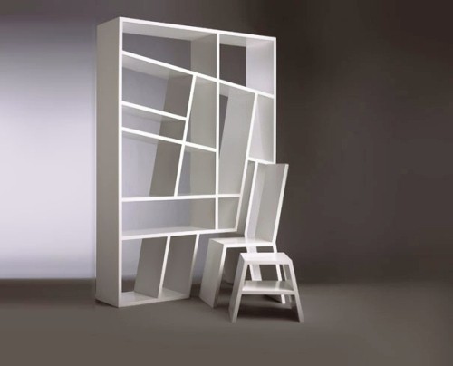 einzigartig kreative Bücherregale und Bücherschränke aueinander nehmbar geometrisch stuhl tisch