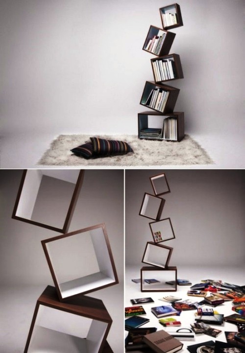 einzigartig kreative Bücherregale und Bücherschränke auseinader fallendes regal balance