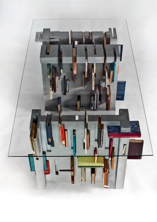 einzigartig kreative Bücherregale und Bücherschränke beistelltisch beton mit löcher für bücher