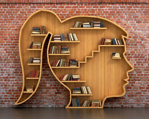 einzigartig kreative Bücherregale und Bücherschränke frau kopf mit haar silhouette