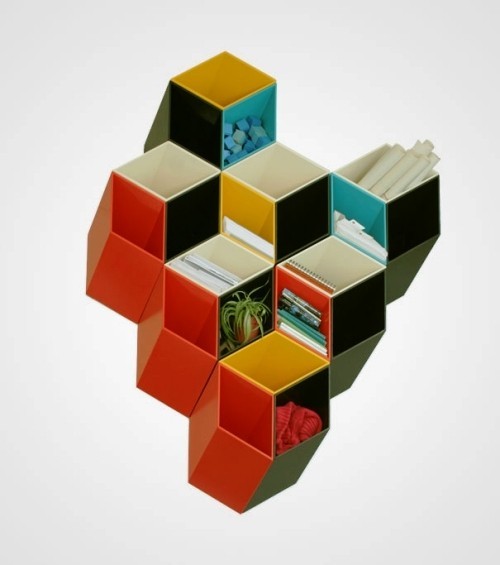 einzigartig kreative Bücherregale und Bücherschränke geometrisch illusion bunt