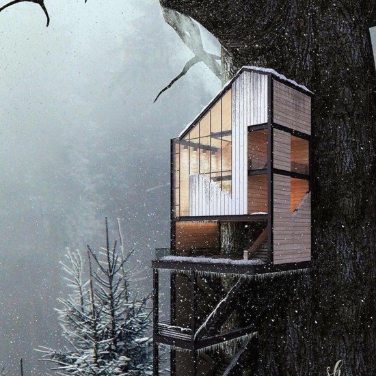 winterhütte design ideen baumhaus ferienhaus konzept design