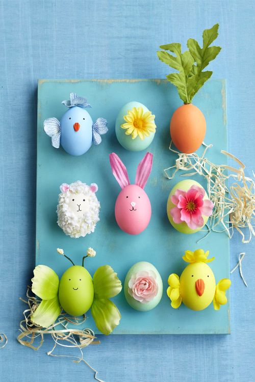 Oster Eier bemalen – kreative Ideen und Anleitungen niedliche tierchen eier mit kunstblumen