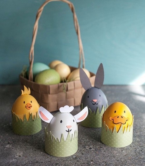 Oster Eier bemalen – kreative Ideen und Anleitungen tierchen niedlich süß mit papier ausschnitte