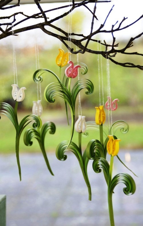 80 frische frühlingshafte Ideen zum Tulpen basteln hängende outdoor garten deko