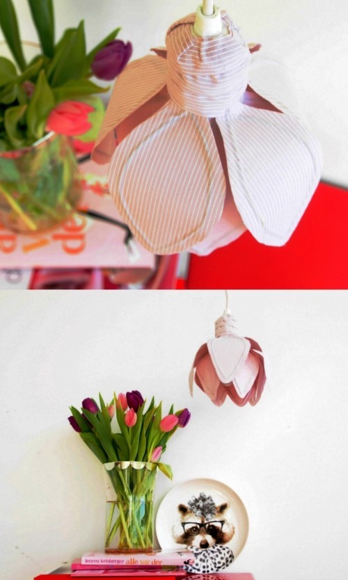 80 frische frühlingshafte Ideen zum Tulpen basteln lampenschirm aus draht und stoff basteln