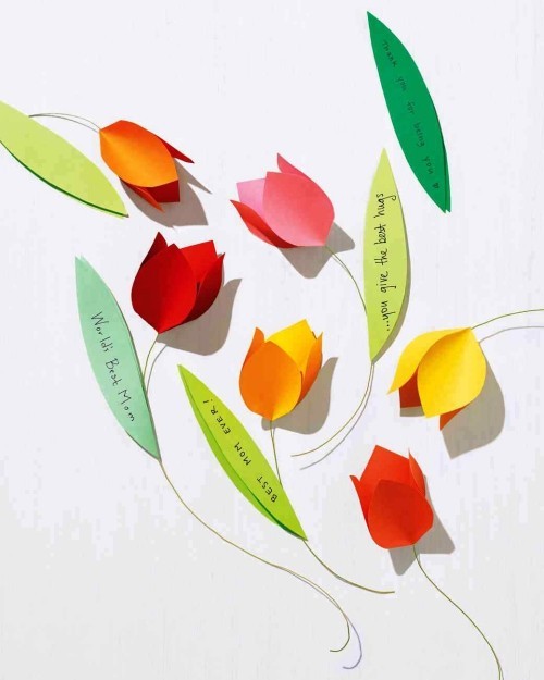 80 frische frühlingshafte Ideen zum Tulpen basteln papier tulpen bunt selber machen mit nachrichten