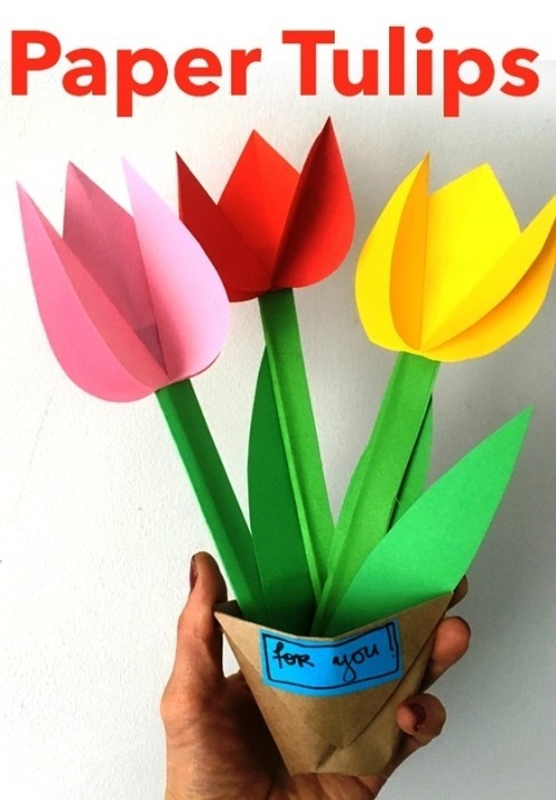 80 frische frühlingshafte Ideen zum Tulpen basteln super leichte papier tulpen geschenk