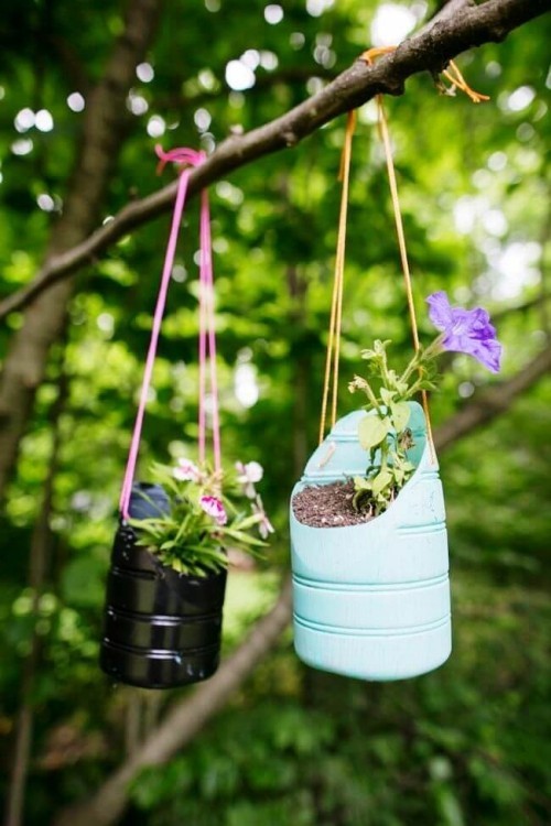 Diese 60 DIY hängende Gärten liegen voll im Trend plastikflaschen upcyclen zweig