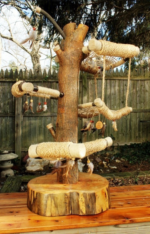 Leicht und kreativ Kratzbäume für Katzen selber bauen naturholz naturnahe traumfänger baum