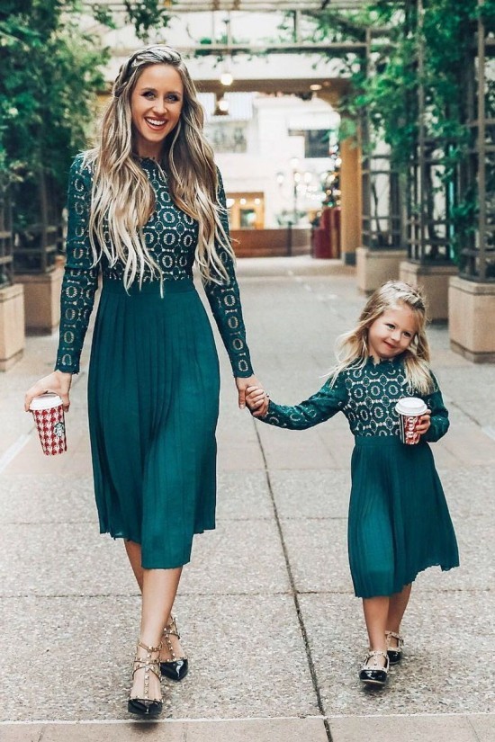 100 tolle Mutter Tochter Kleid Ideen und Styling Tipps grün blaue kleider für mama und kind