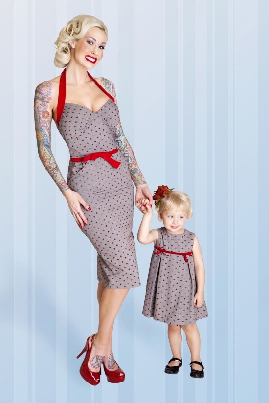 100 tolle Mutter Tochter Kleid Ideen und Styling Tipps retro kleid grau rot