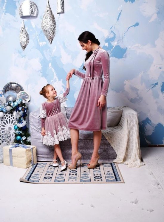 100 tolle Mutter Tochter Kleid Ideen und Styling Tipps samt rosa lila retro elegant