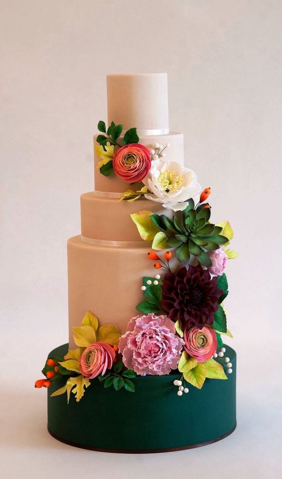 80 Hochzeitstorten-Deko Ideen und Tipps herbst torte beige grün