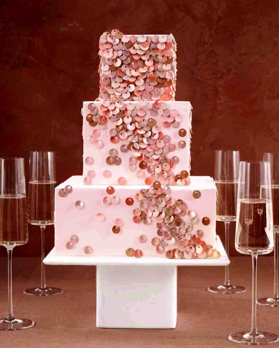 80 Hochzeitstorten-Deko Ideen und Tipps rosa torta weiblich mit pailletten