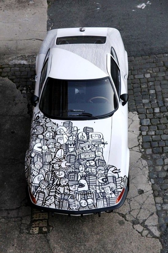 Auto folieren - 50 Ideen und Vorteile vom neuen Trend doodle kleine zeichnungen folie abstrakt 