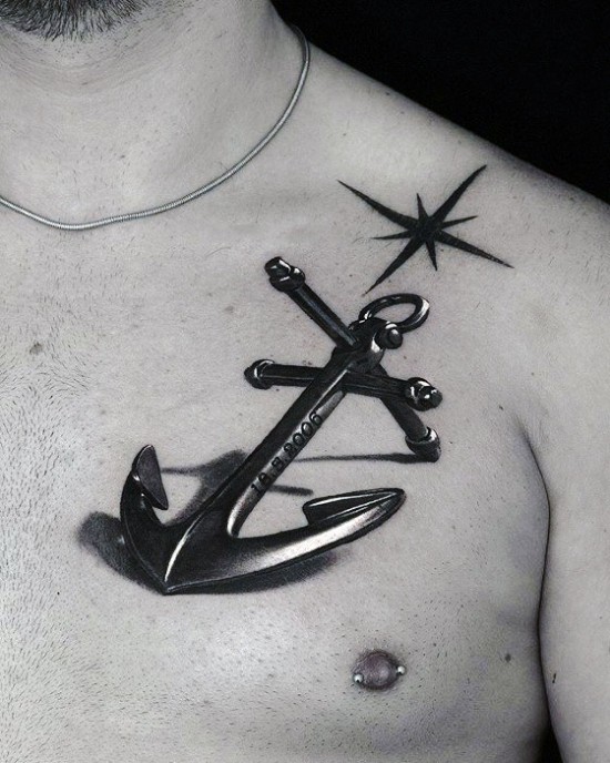 100 Anker Tattoo Ideen und ihre Symbolik hyper realistischer anker schulter