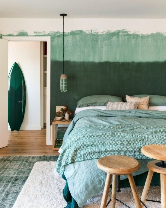 100 sommerliche und nautische Surfbrett Deko Ideen grün ombre modern nautisch schlafzimmer