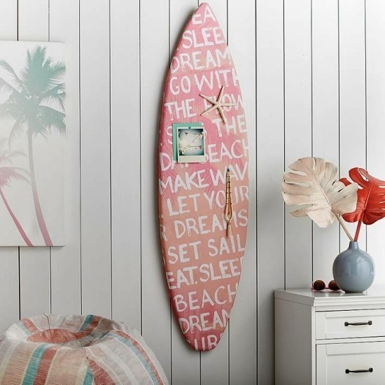 100 sommerliche und nautische Surfbrett Deko Ideen modern niedlich weiblich rosa