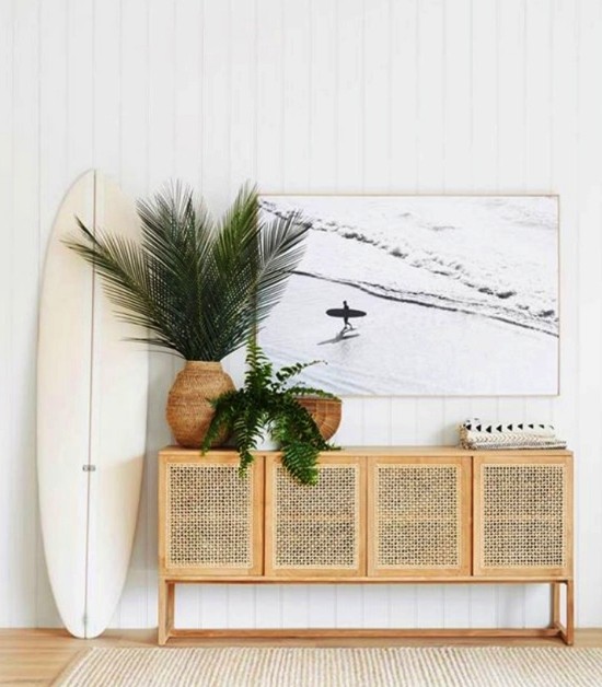 100 sommerliche und nautische Surfbrett Deko Ideen nautisch boho stil vintage weiß
