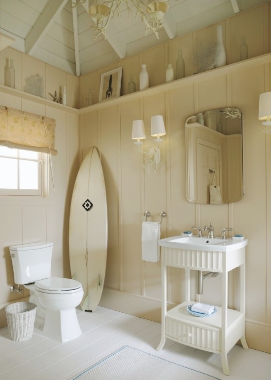 100 sommerliche und nautische Surfbrett Deko Ideen weißes badezimmer nautisch stil