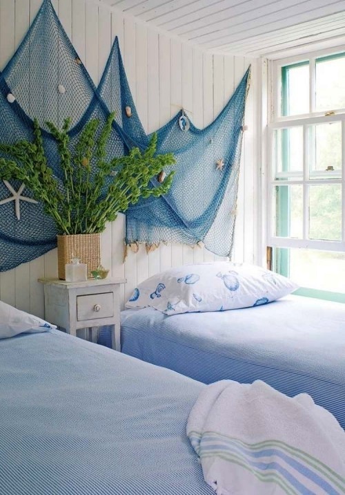 60 nautische Fischernetz Deko Ideen mit sommerlichem Flair wanddeko schlafzimmer einfach originell