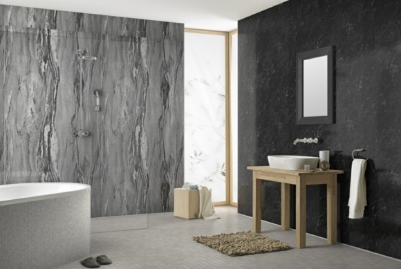 Duschwand reinigen – so geht es richtig graue Duschwand modern
