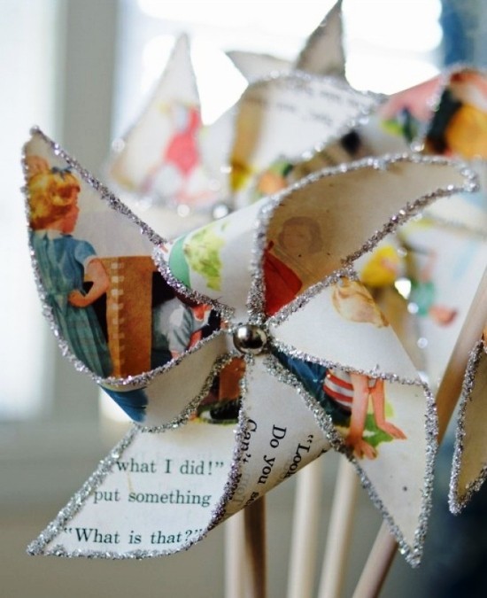 70 kinderleichte Ideen zum Windrad Basteln und Gestalten vintage papier windrad mit glitzer am rand