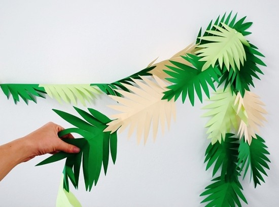 70 sommerliche und kinderleichte Ideen zum Palme Basteln girlande aus papier palmen blätter basteln