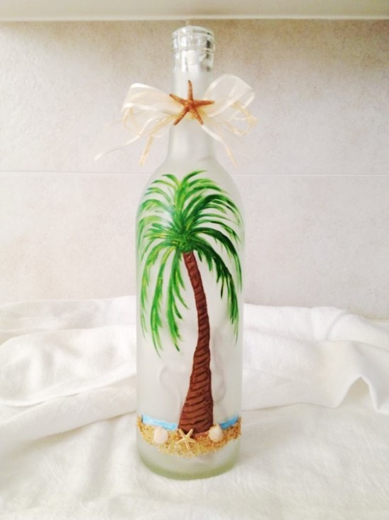 70 sommerliche und kinderleichte Ideen zum Palme Basteln glasflasche bemalen palme leicht