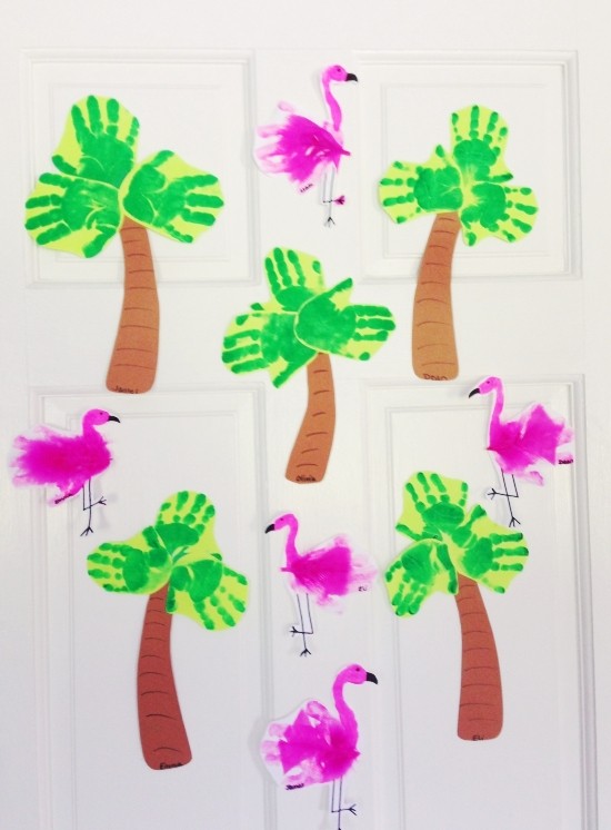 70 sommerliche und kinderleichte Ideen zum Palme Basteln kindergarten bild mit hände malen
