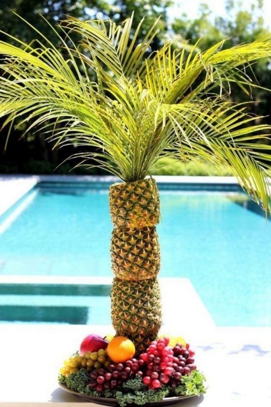 70 sommerliche und kinderleichte Ideen zum Palme Basteln obst salat wie palme gestaltet ananas stamm