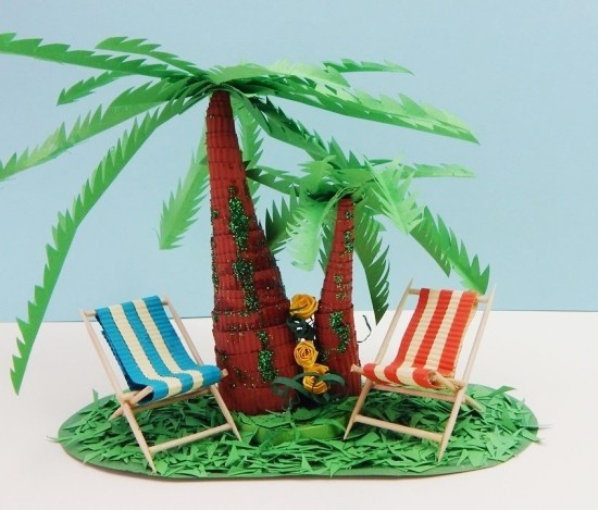 70 sommerliche und kinderleichte Ideen zum Palme Basteln palmen liegen gras auf dem strand