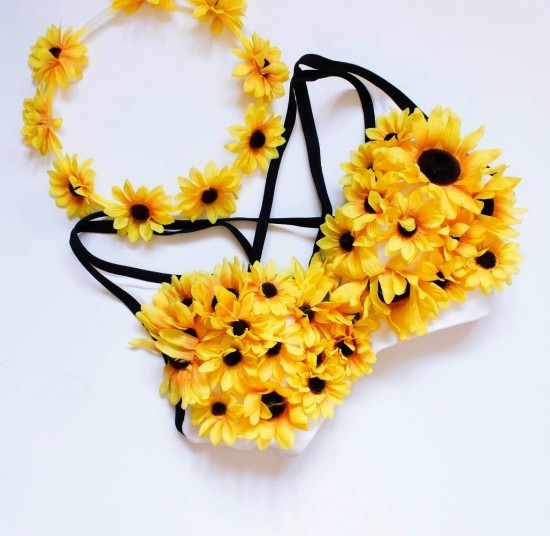 80 umwerfende Ideen und 2 einfache Anleitungen zum Sonnenblume Basteln bustier mit sonnenblumen basteln fitness