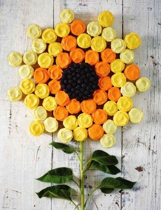 80 umwerfende Ideen und 2 einfache Anleitungen zum Sonnenblume Basteln muffin deko sahne sonnenblume optik party
