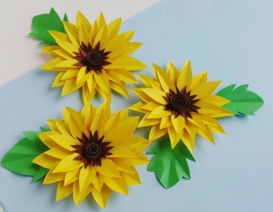 80 umwerfende Ideen und 2 einfache Anleitungen zum Sonnenblume Basteln papier blumen wanddeko
