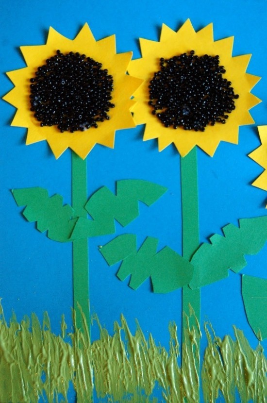 80 umwerfende Ideen und 2 einfache Anleitungen zum Sonnenblume Basteln papier kunst kinder bild